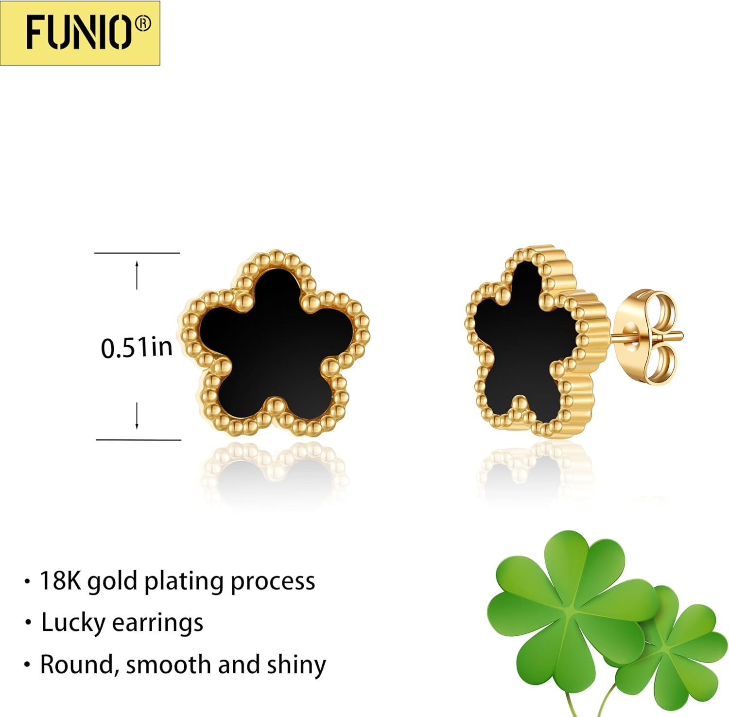 18K Gold Plated Clover Earrings for Women-Four Leaf Flower Lucky Stud Earrings 4 Leaf Dangle Earrings Simple Jewelry Gifts for Women - Image 2