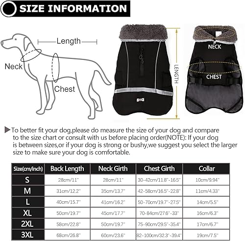 Miniatura 3 de Abrigo de perro cálido reflectante chaqueta de invierno, impermeable a prueba de viento para perros fríos, forro polar grueso para mascotas, chaleco