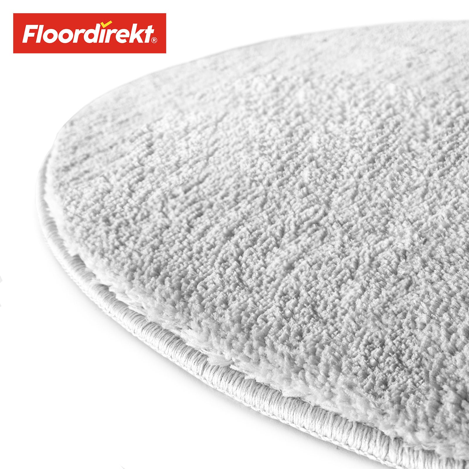 Floordirekt Badematte Sky Soft | Eckig & Rund | Badezimmerteppich | Extra flauschig | rutschfest & Schnell trocknend | Viele Farben & Größen (Rund | Ø 120 cm, Weiß)