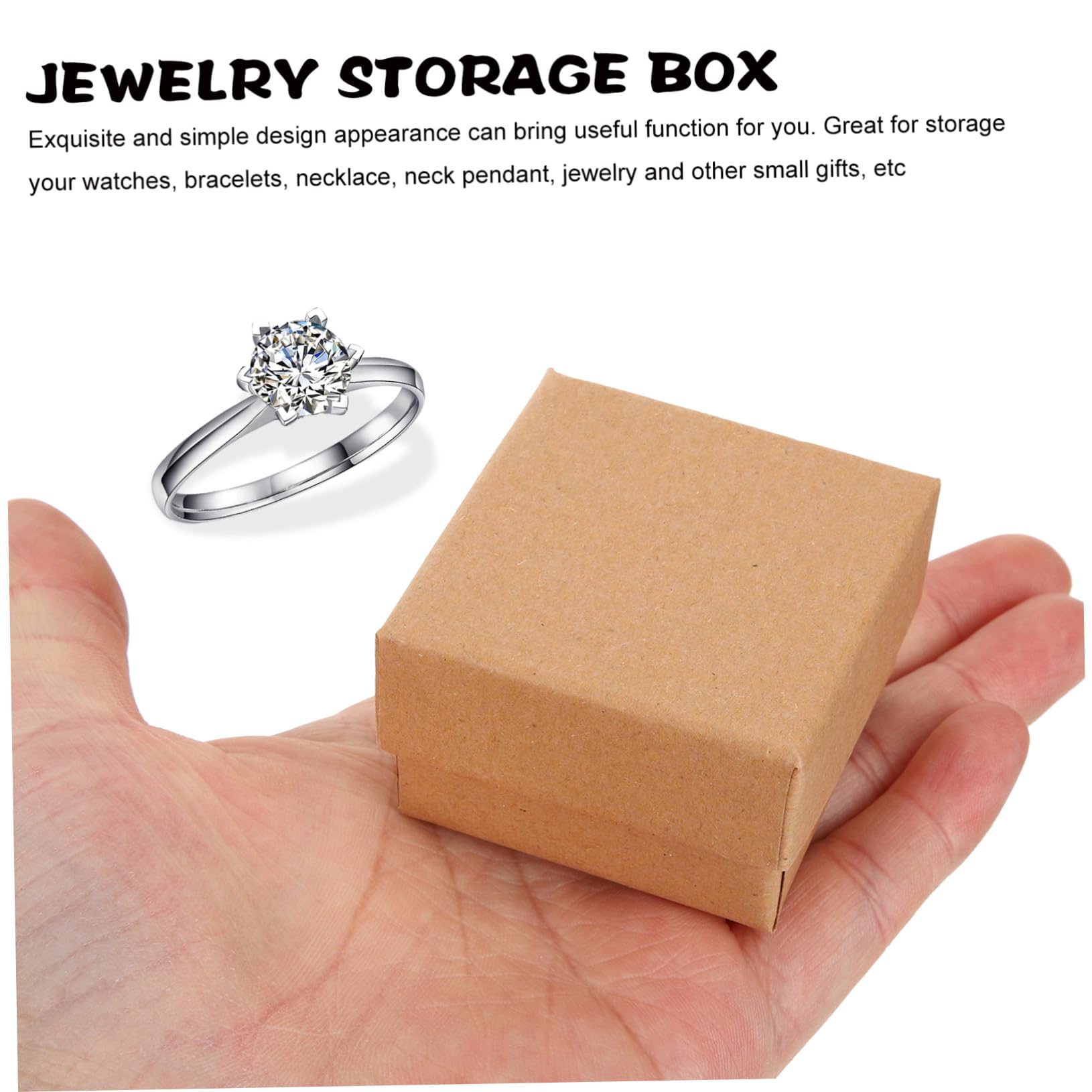 HEMOTON 50 pièces Lot Boîtes à Bijoux Carton Kraft avec Mousse Coffrets Carrés pour Colliers Bagues Boucles Oreilles et Bracelets Boîtes de Rangement et Emballage Chic pour Bijoux