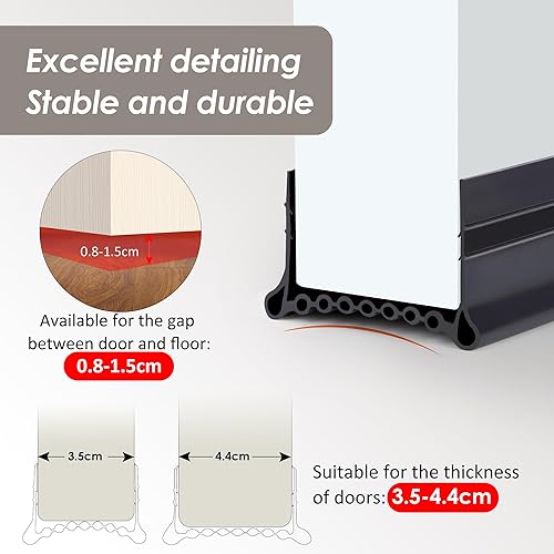 Miniatura 9 de YOUSHARES Excluidor de puerta para sello de puerta, 2 pulgadas de ancho x 39 pulgadas de largo, tapón de goma para barrido de puerta para
