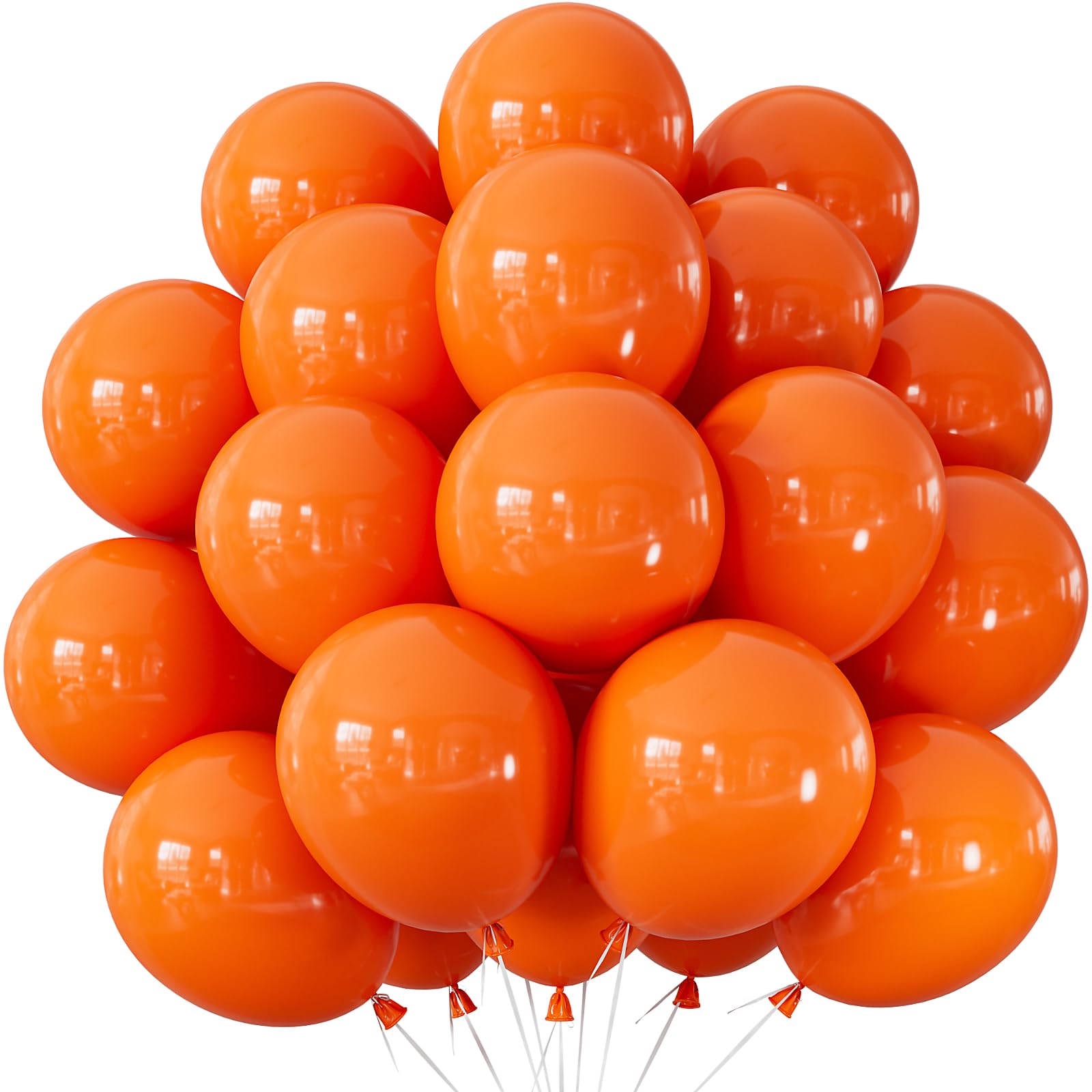 Adeyoo Orange Balloons - 50 Pcs Orange Latex Balloons 12 Inch Round Balloon with Ribbons, Strong Thicken Party Balloon for Birthday Wedding Baby Shower Party Decorations, Photo Backdrop Supplies