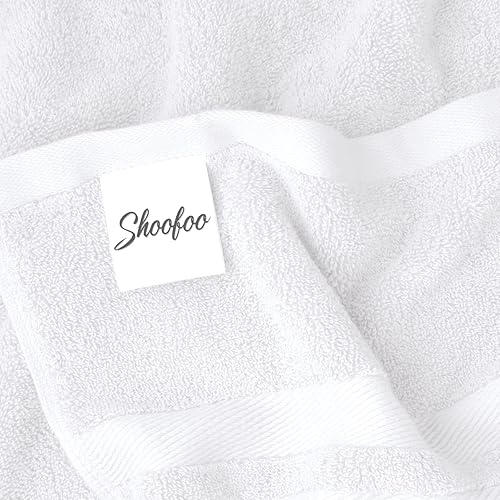 Miniatura 3 de Juego de 4 toallas de baño de 27 x 55 pulgadas, suaves al tacto, toallas de algodón altamente absorbentes para baño, gimnasio, hotel y spa (blanco)