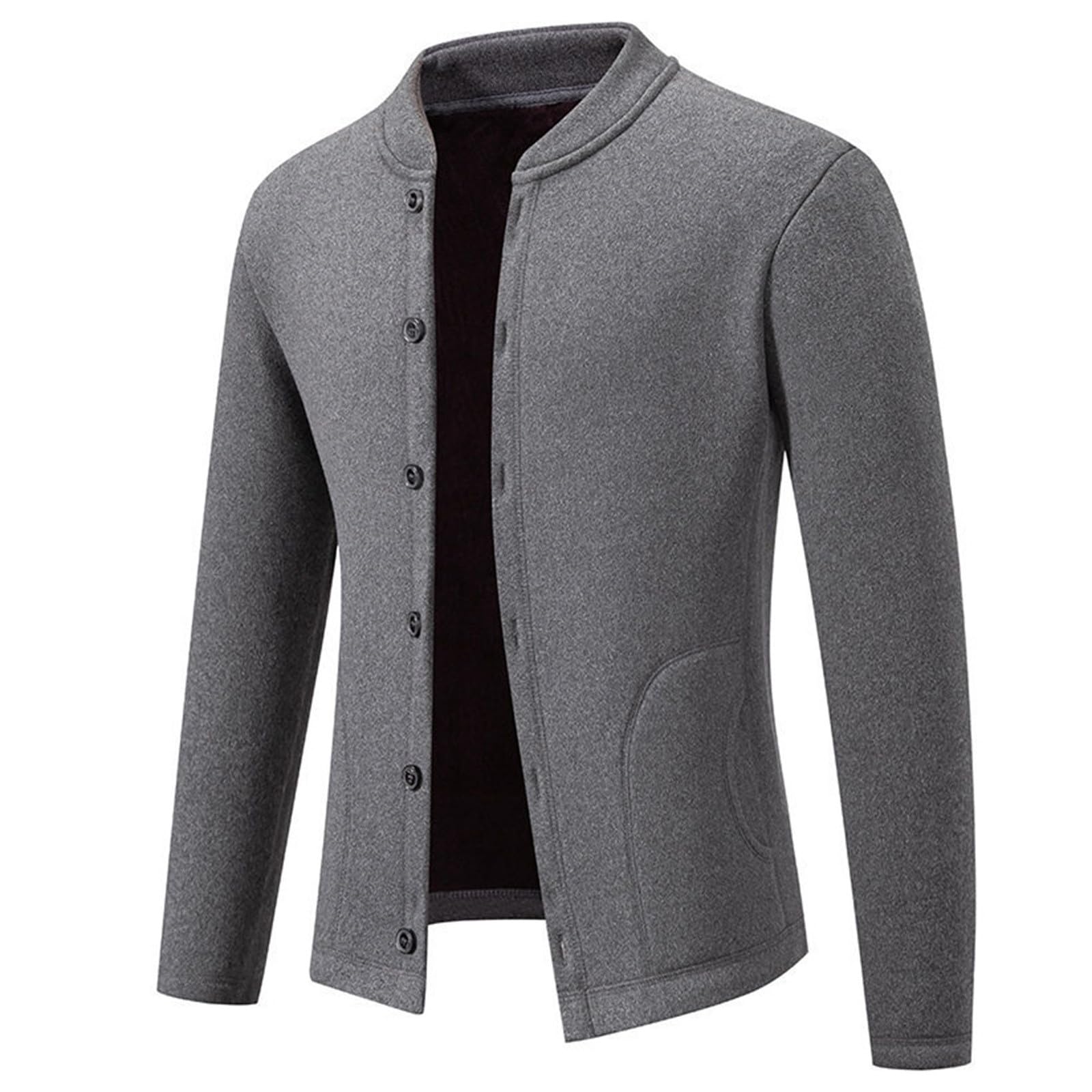 Trachten Janker Herren, Herren Cardigan, Herrenstrickjacke Knopfleiste Strickwaren Hochgeschlossenes Warme Trachtenjanker Dicke Feinstrike Hemd Jacke Solid Basic Jacke Lässig Weiches