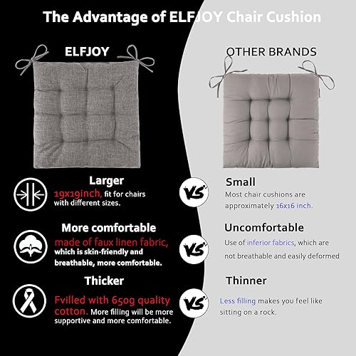 Miniatura 9 de ELFJOY Cojines de tela de lijado de color sólido para silla mecedora, juego de almohadillas para silla mecedora (V-GraceRed)