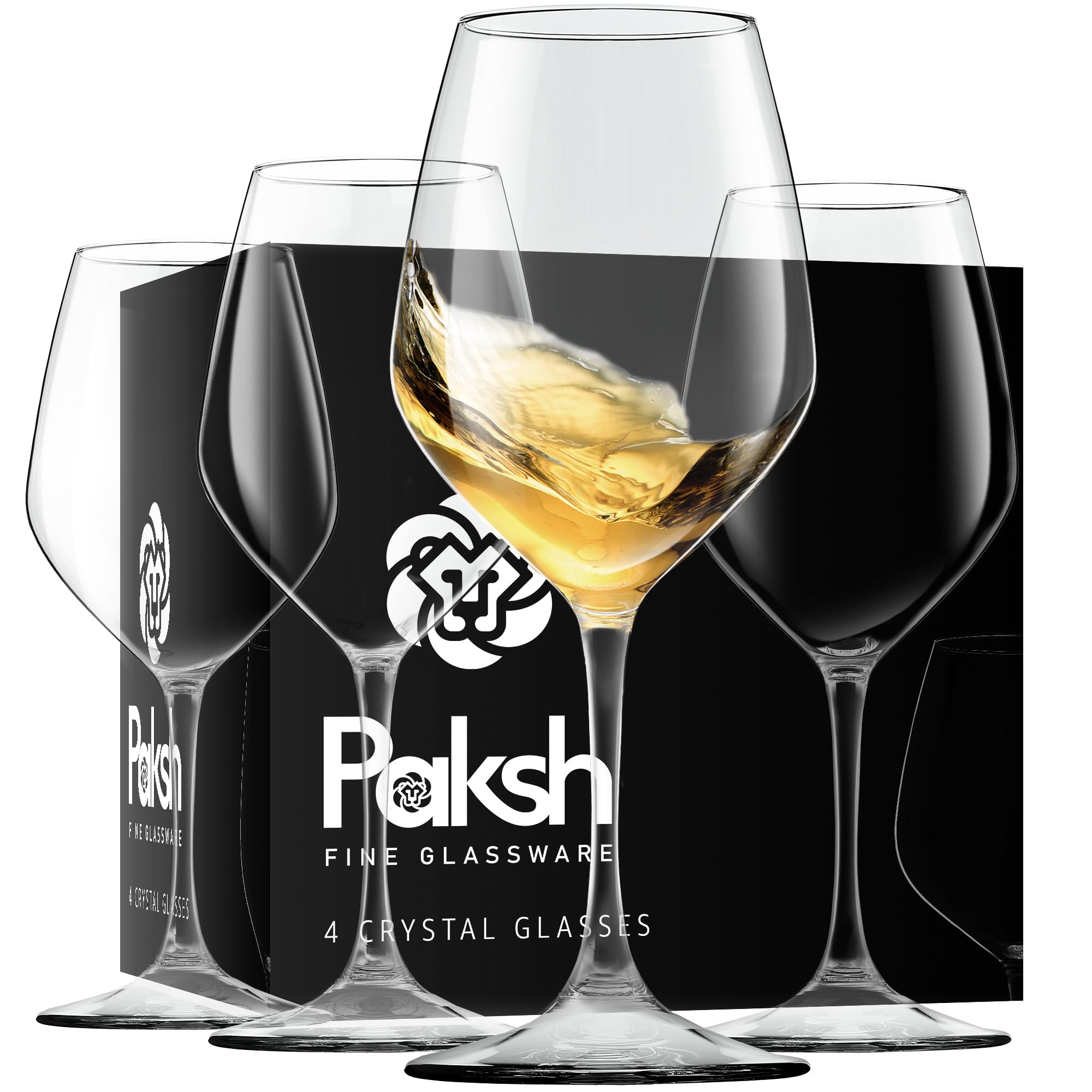 Paksh Novelty Italian White Wine Glasses - - Wine Glass Set for Parties Weddings Gifting - Clear Wine