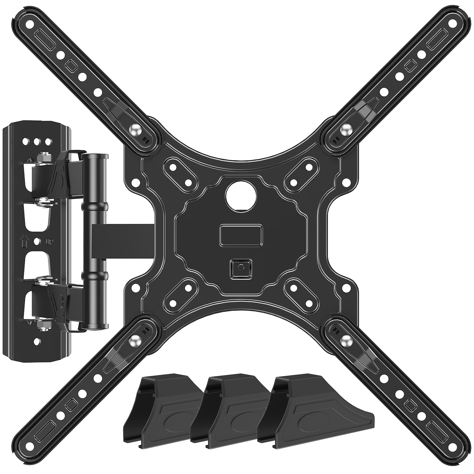MOUNTUP TV Wall Mounts for Most 26-60 Inches TVs, Full Motion TV Bracket with Swivel and Extension, Articulating Arms, Tilt, Leveling, Single Stud Design, Max VESA 400x400mm up to 77lbs, MU0009