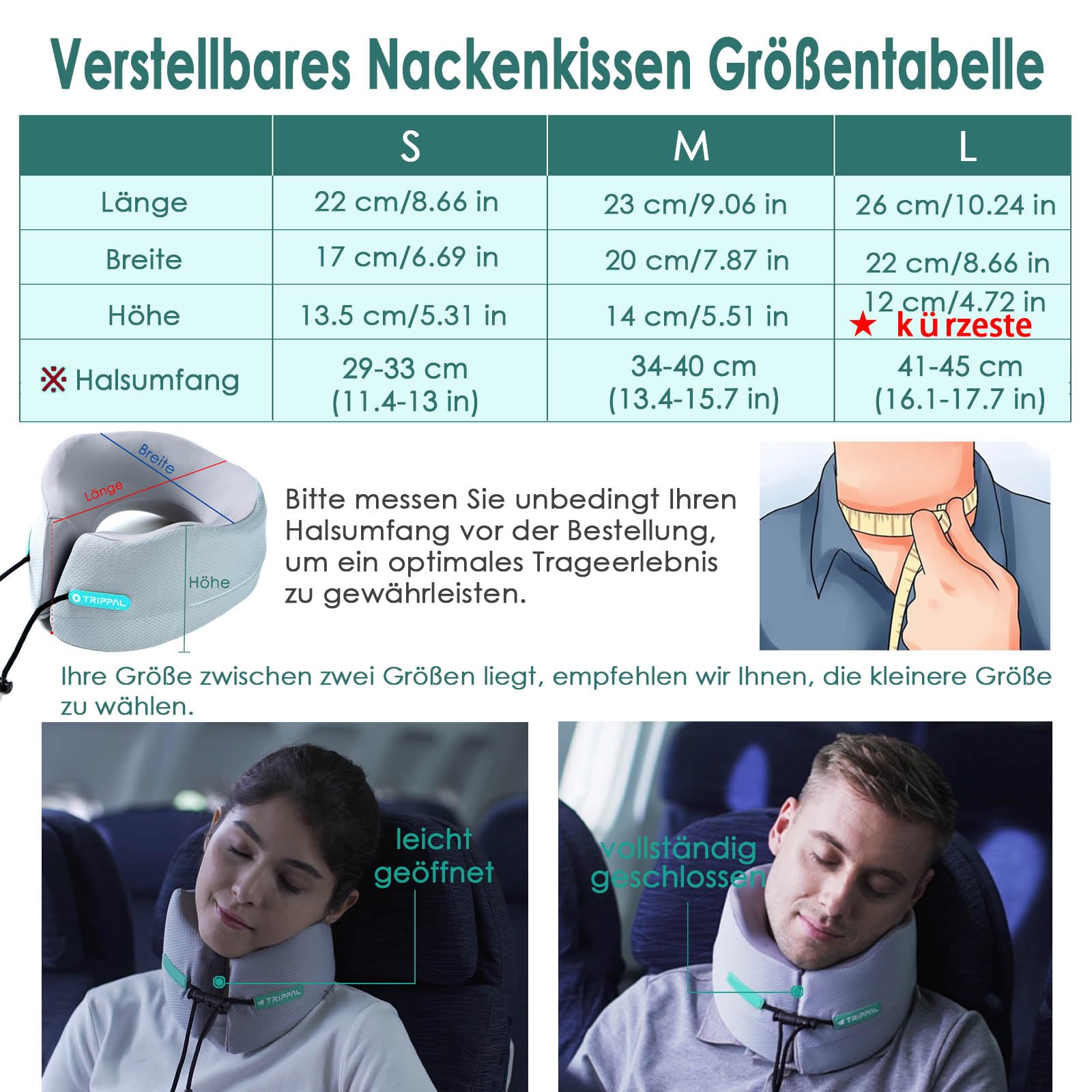 Nackenkissen Memory Foam Nackenkissen Reise, Komfort Reisekissen Luxuriös Flugzeug Kinnstütz Travel Pillow Auto-Kopfstütze Stützfunktion Ideal für Reise Büro Autos Bus Zug(Größe L, GRAU)