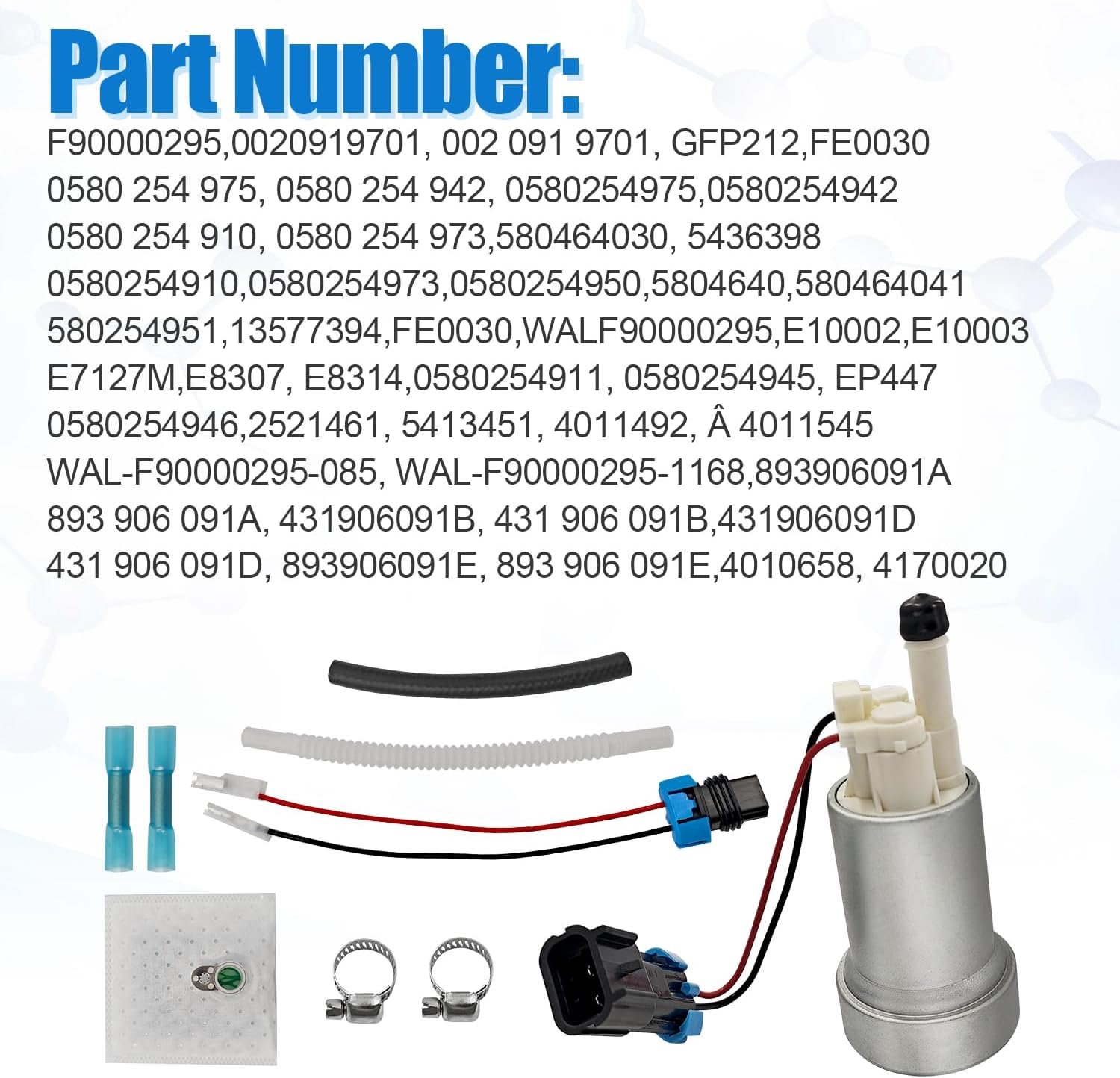 F90000295 535LPH In-Tank Fuel Pump High Performance E85 Fuel Pump with QFS Kit