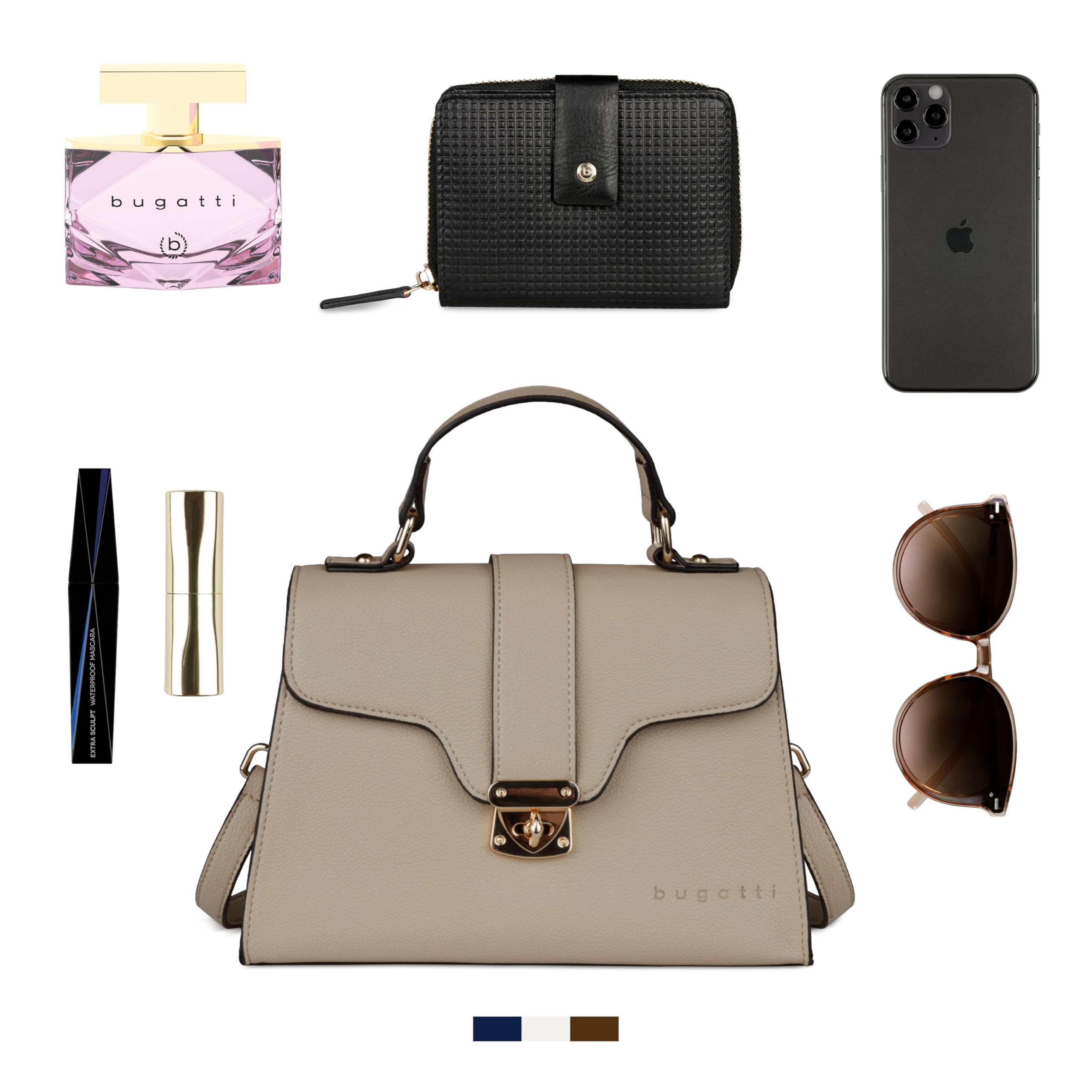 bugatti Mare 3.0 kleine Henkeltasche für Damen, elegante Umhängetasche aus Kunstleder