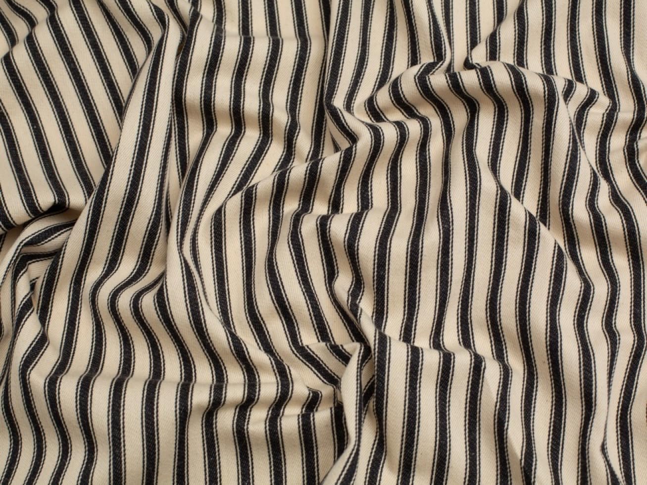 Minerva Crafts Ticking Stripe Canvas Fabric Black - per metre
