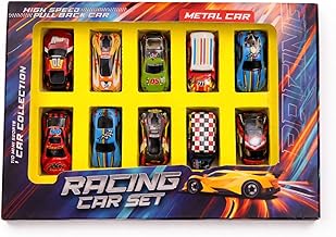 LEMBOSE Set of 10 Mini Racing Metal Die Cast Pull Back Toy Cars for Kids | Multicolor Small Metal Car Collection | Birthday, Return Gift & Diwali Gift for Boys & Girls