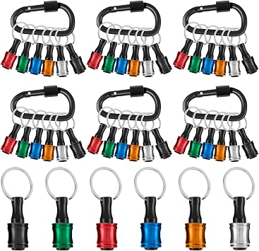 1/4 Inch Hex Shank Bit Holder Key Chain Portable Socket Quick Change Bit Holder Keychain Aluminum Alloy Long and Short Drill Bit Holder Extension Bar Screwdriver Bit Holder for Drill Bit 36Pcs