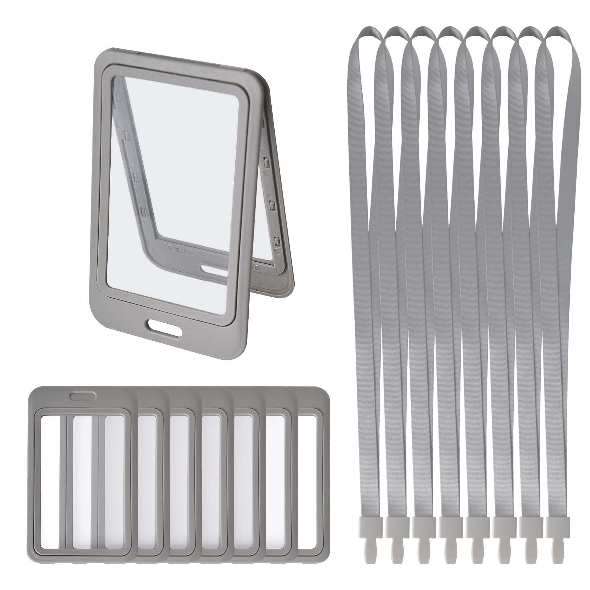 GHLIANGZHOU 8PCS Gray Card Holder with Lanyards