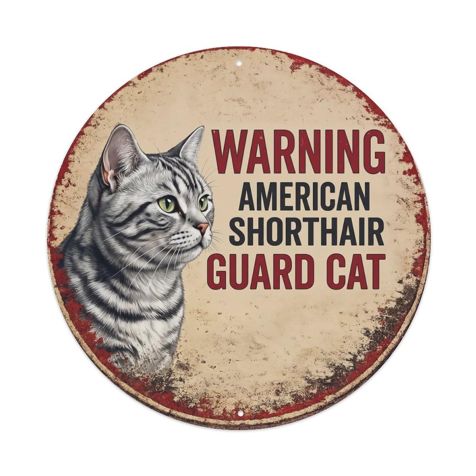 Tgrcjimh Style Metal Tin Sign Vintage Warning American Shorthair Cat