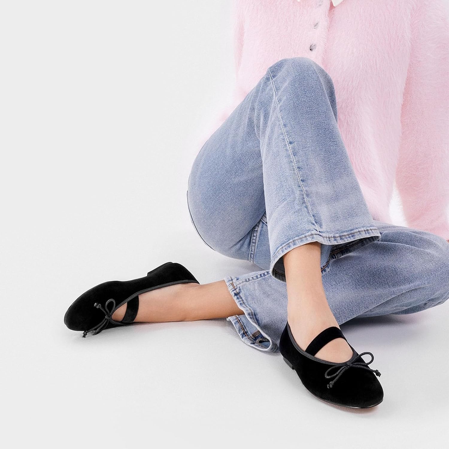 C.Paravano Mary Jane Shoes Women | Velvet Flats | Ballet Flat | Round Toe Ballerinas Flats Women