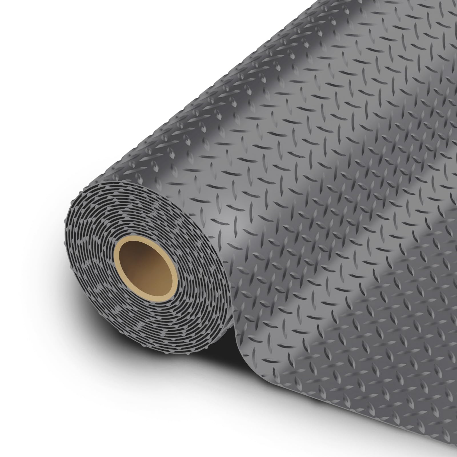 StellarStar 10x25 FT Garage Floor Mat, 2.8mm Thickened PVC Flooring Roll for Under Car, 250 SQFT Diamond Plate Gray Garage Mats for Garage, Warehouse, Basement, Factory, Trailer (Include Tapes)