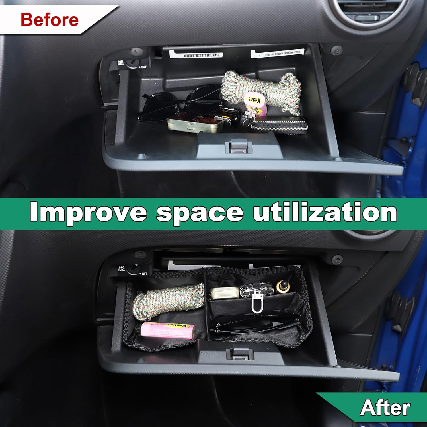Compatible with Seat Leon 2008 2009 2010 2011 2012,Glove Box Dividers Organizer Accessories,Insert Storage Bag,Glove Box Separate Storage Bag