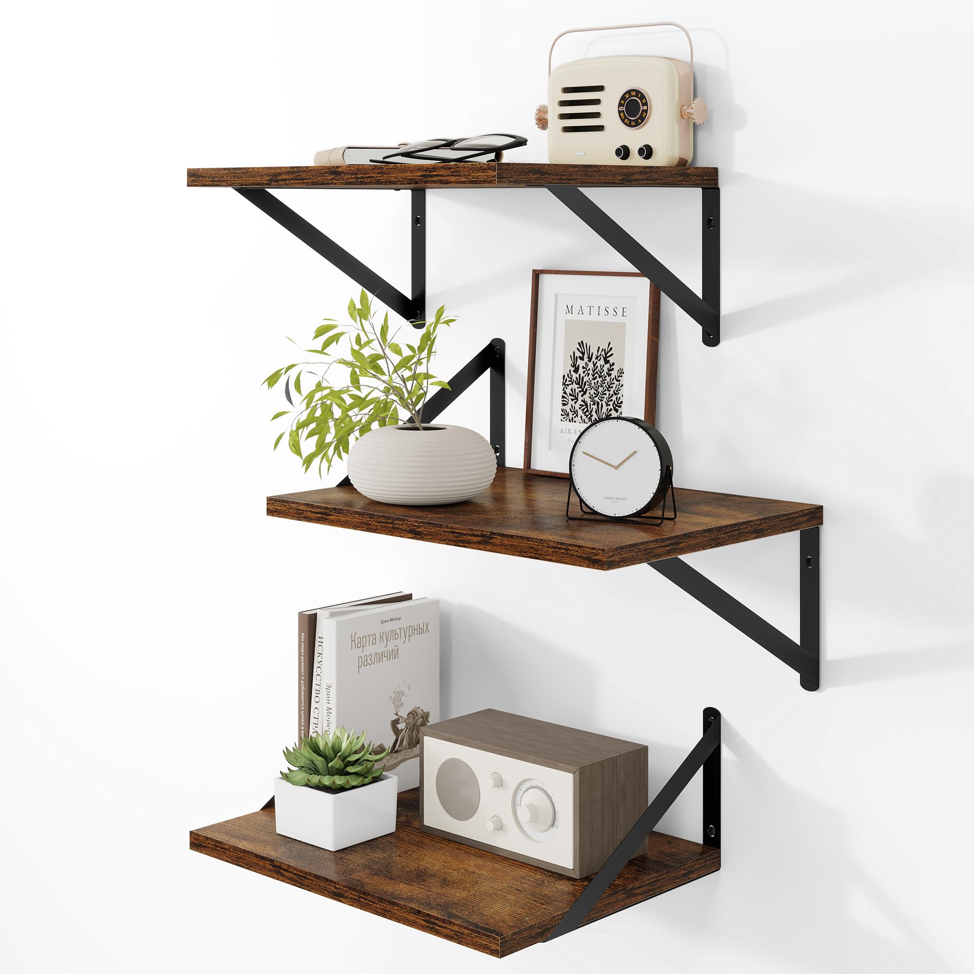 Heimlove Black Floating Shelves - Set of 2 -20