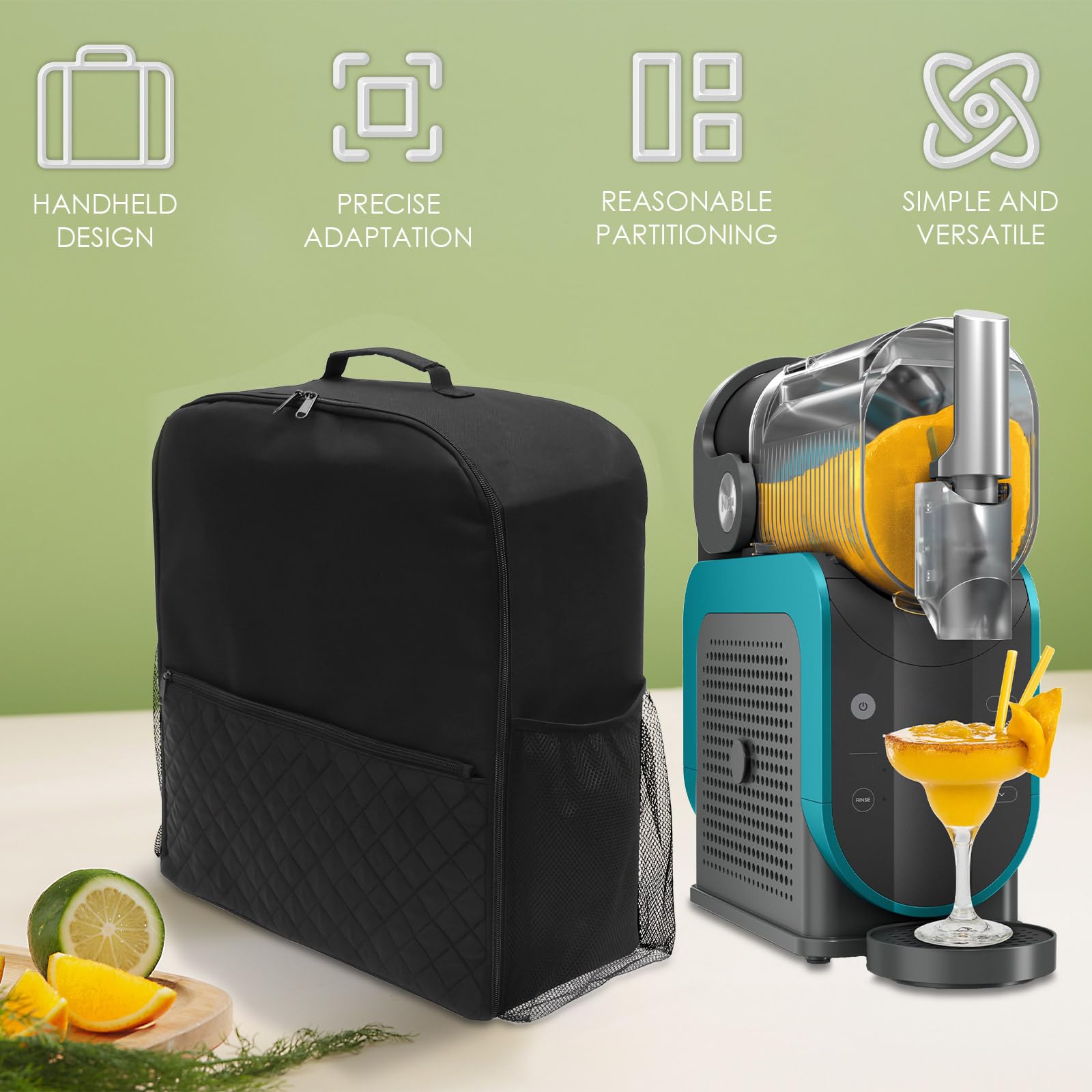 Slush Maschine Aufbewahrungstasche,Staubschutz,Slush Maschine Staubschutzhülle mit Seitlichen Netztaschen,Leichtgängiger Reißverschluss,Handliches Design für den Täglichen Gebrauch(schwarz)