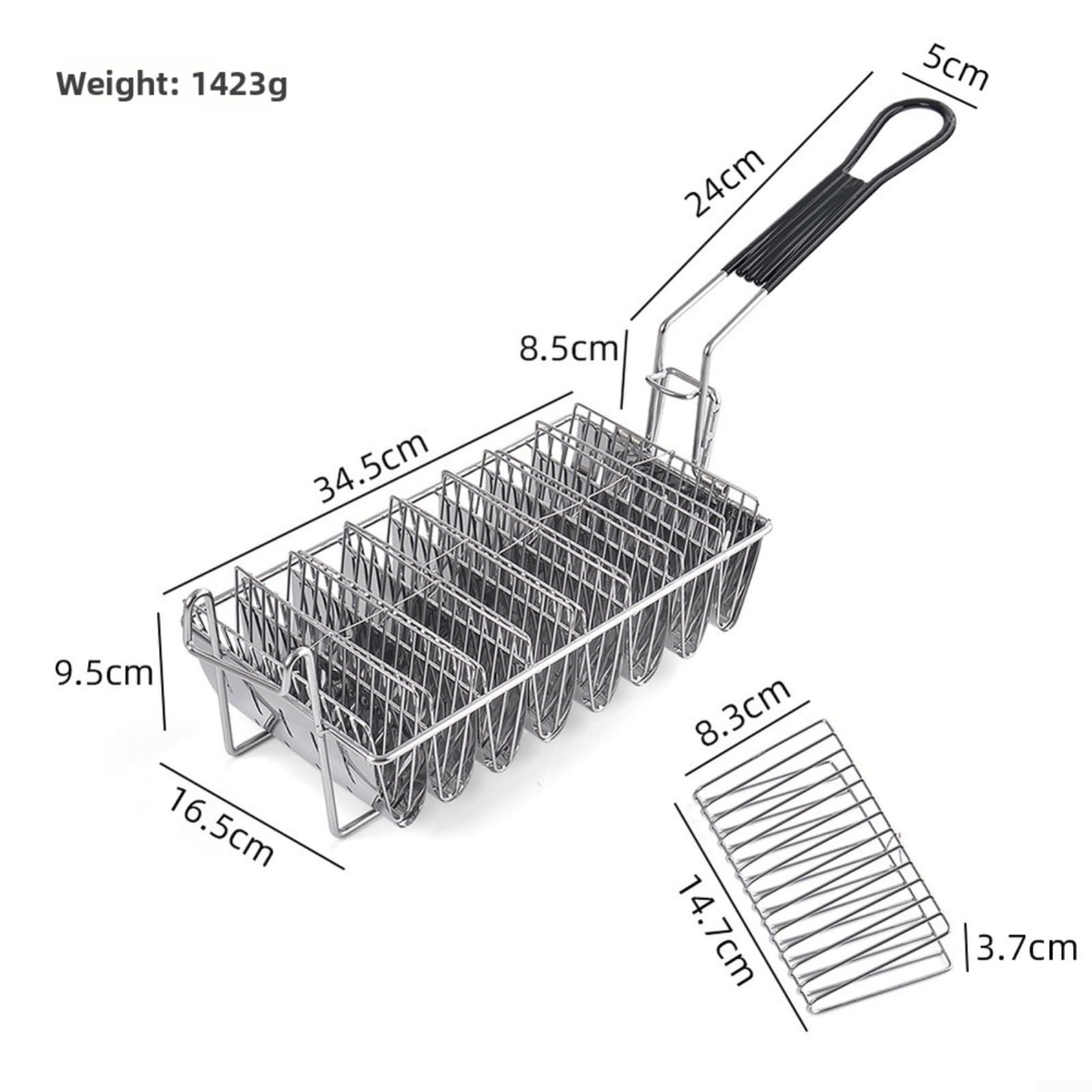 Edelstahl Taco Frittierkorb 8-Fach V-Form, Silber