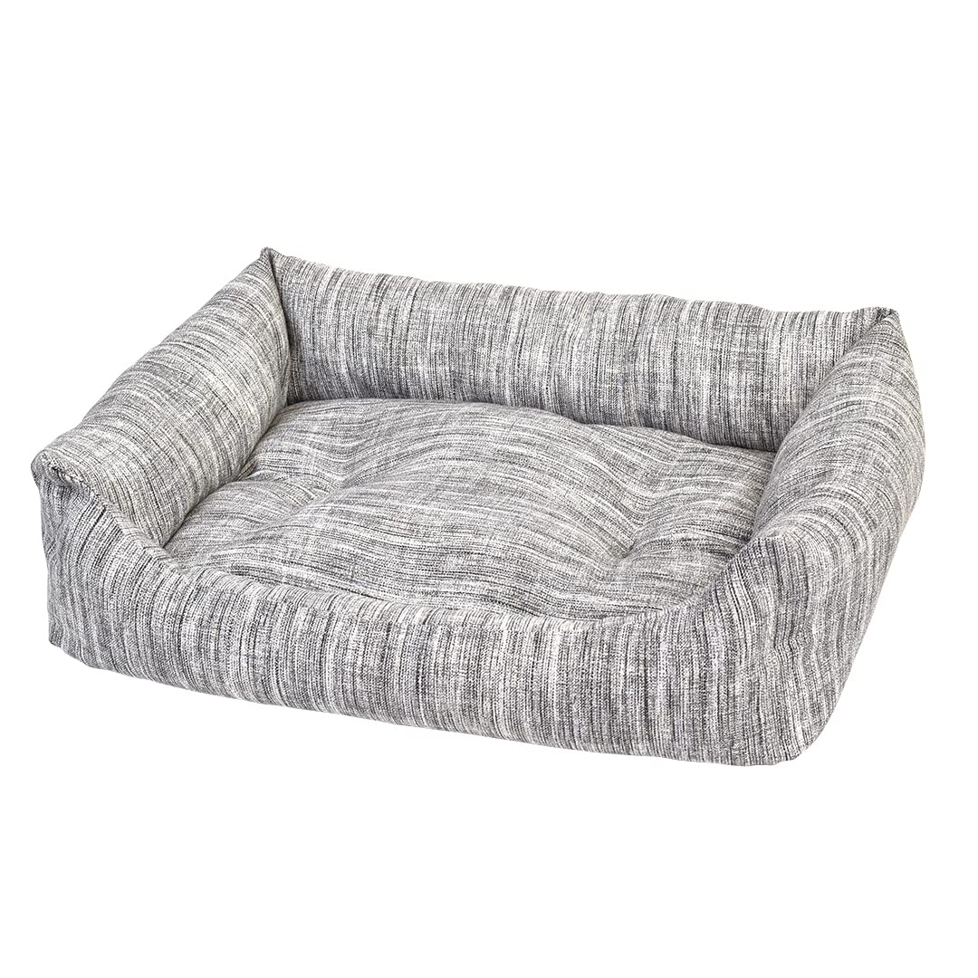 Cesto Morbido con Cuscino Spesso per Cani Cliff, 70 x 60 x 18 cm, Grigio, Cuscino Imbottito, Ampio Bordo Confortevole, Cuscino Rimovibile, Lavabile a 30 °C, Design Elegante