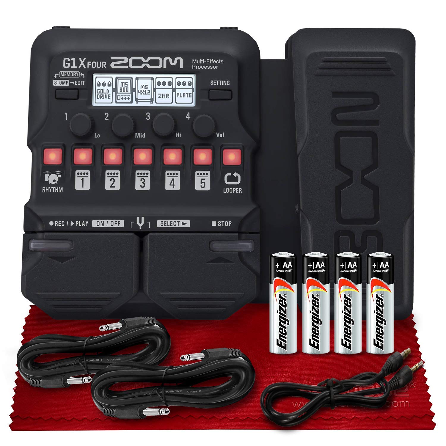 Zoom G1X Four Guitar Multi-Effects Processor with Built-In Expression Pedal + Duracell Energizer AA 