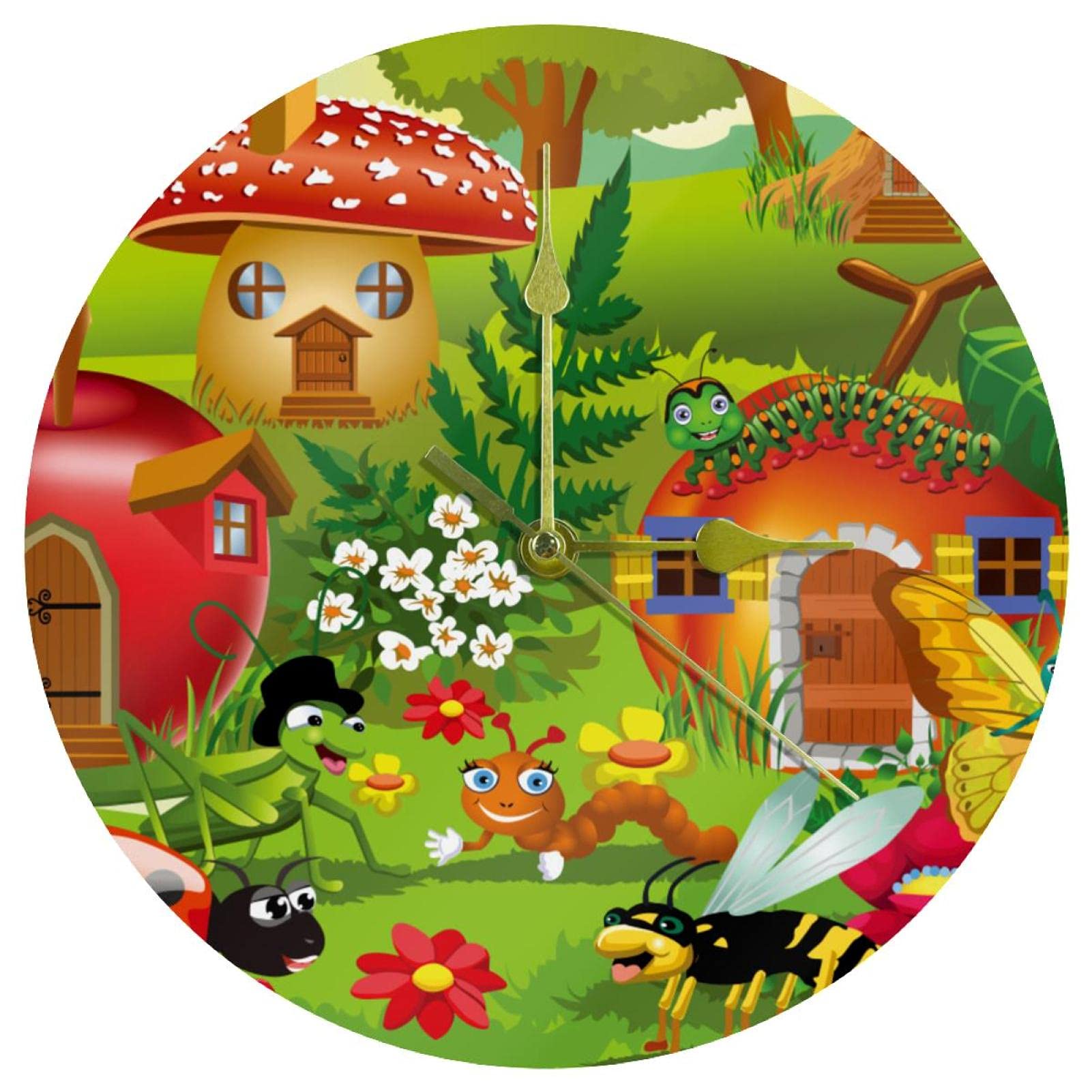 Horloge murale acrylique sans tic-tac : la solution silencieuse motif champignon et papillon