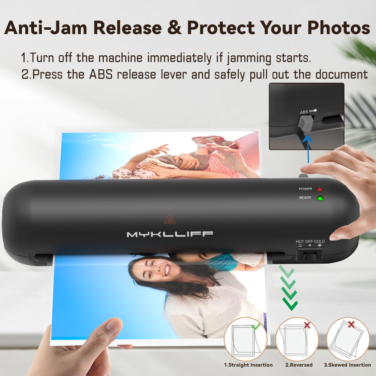 Laminatrice termica portatile da 22,9 cm con modalità calda e fredda, piccola macchina per laminazione A4 con rilascio di inceppamento ABS, riscaldamento 3 minuti, kit di laminazione fotografica 6 in