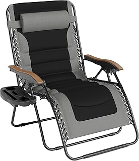 PHI VILLA Oversize XL Padded Zero Gravity Lounge Chair Wider Armrest Adjustable Recliner with Cup Holder, Support 350 LBS,... Price In India