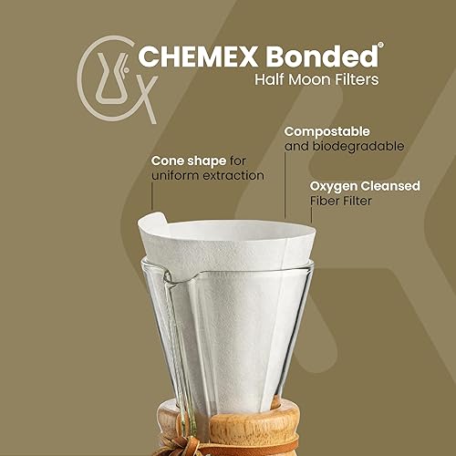 Miniatura 2 de Chemex - Filtros de café con 100 filtros Chemex preformados Círculos medias lunas Transparente