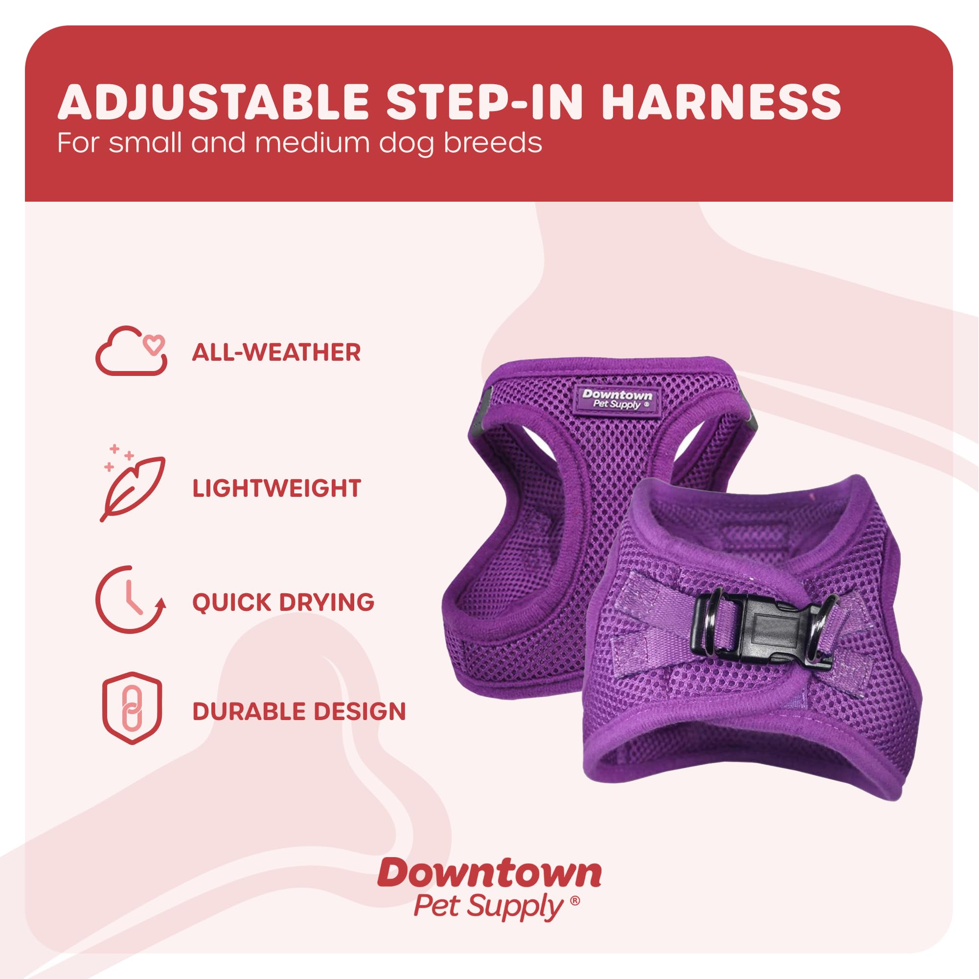 Downtown Pet Supply No Pull, Step in Adjustable Dog Harness with Padded Vest, Easy to Put on Small, Medium and Large Dogs (Purple, XS) - Image 4