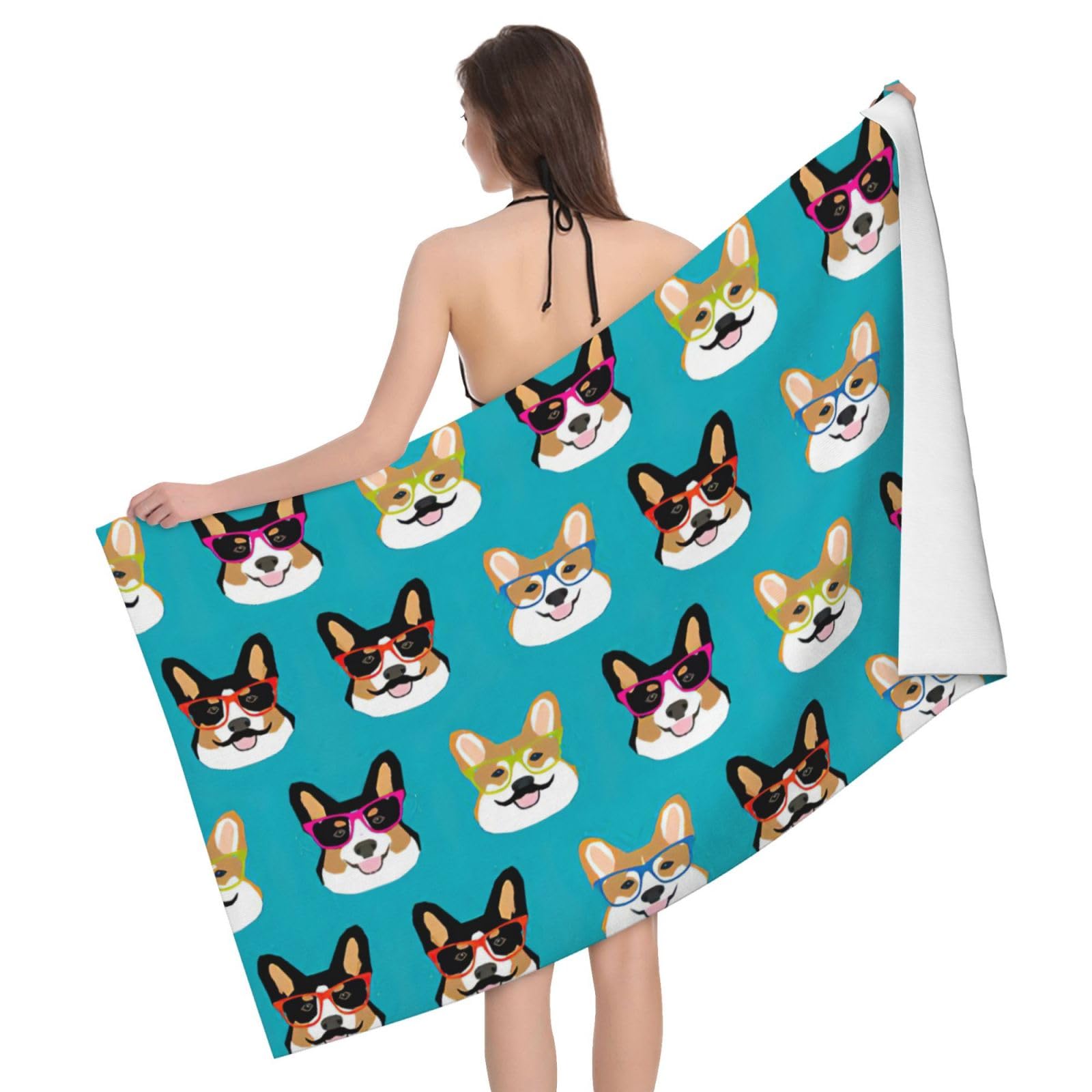 Serviette de bain microfibre corgi 81x132 cm pour douche
