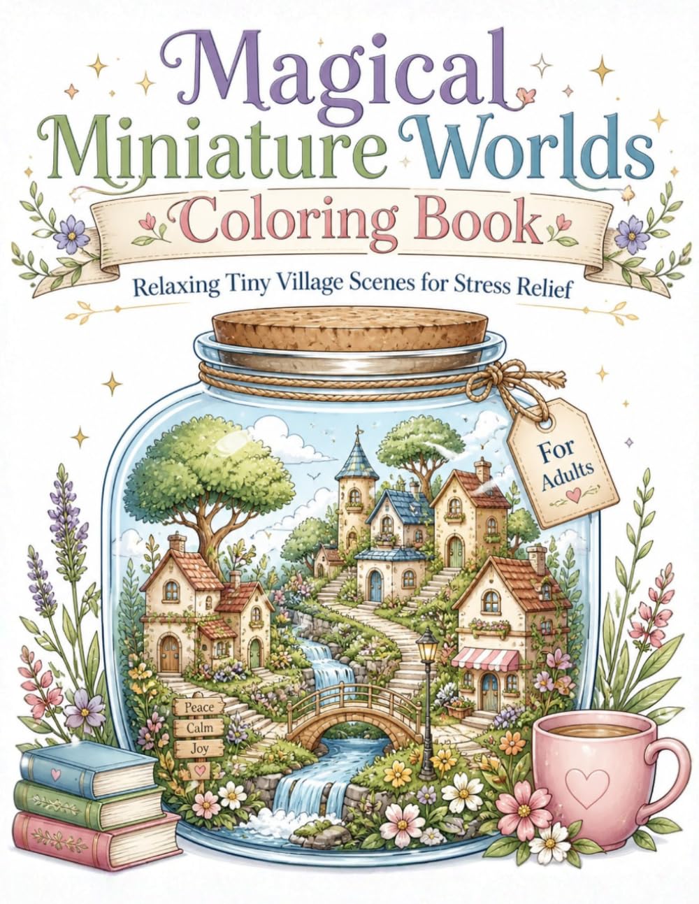 Magical Miniature Worlds Coloring Book: Relaxing Tiny Village Scenes for Stress Relief (For Adults): Cozy Jar Worlds, Cute Mini Villages, Mindful Coloring Pages for Relaxation and Creativity