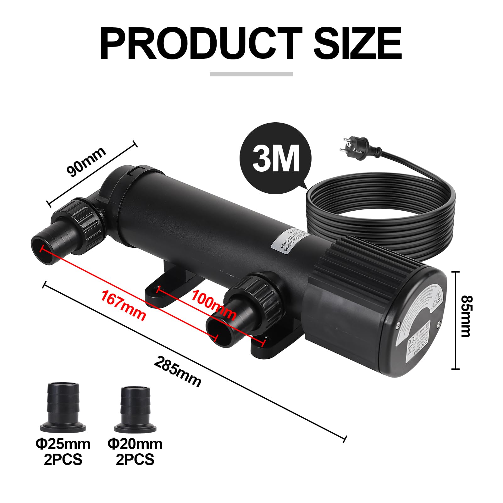 CPROSP UV Teichklärer 1500 l/h 9W UVC Klärer mit UV-Lampe Algenvernichter CUV-209A
