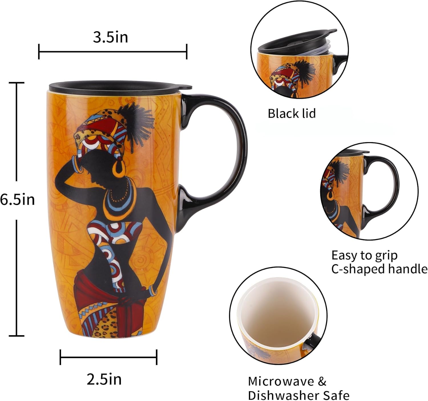 Topadorn Ceramic Mug Coffee Cup with Spill-Proof Lid Latte Mug for Home and Office with Gift Box,Girl - Image 8