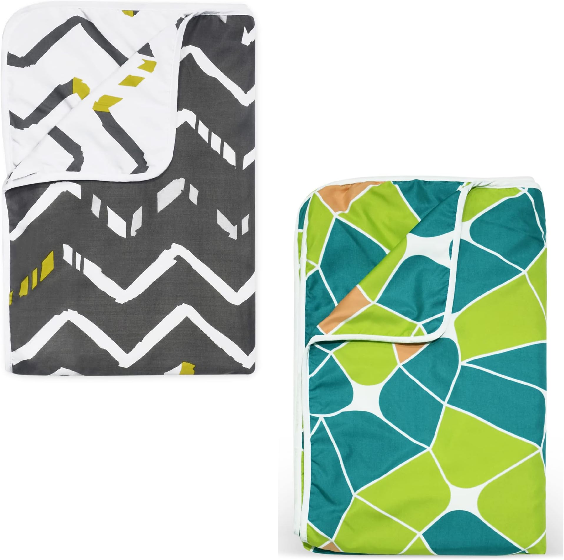 Divine Casa Polyester All-Weather 120 GSM Printed Lightweight Reversible Design Set of 2 Single Bed AC Dohar Blanket - Grey and Green| TC - 120