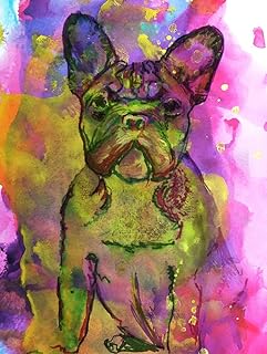 Pink French Bulldog Wall Art Decor, Colorful Multi-Color French Bulldog, Gift for Frenchie Owner, French Bulldog Artwork, Bulldog Wall Art Print, Wall Hanging French Bull Gift