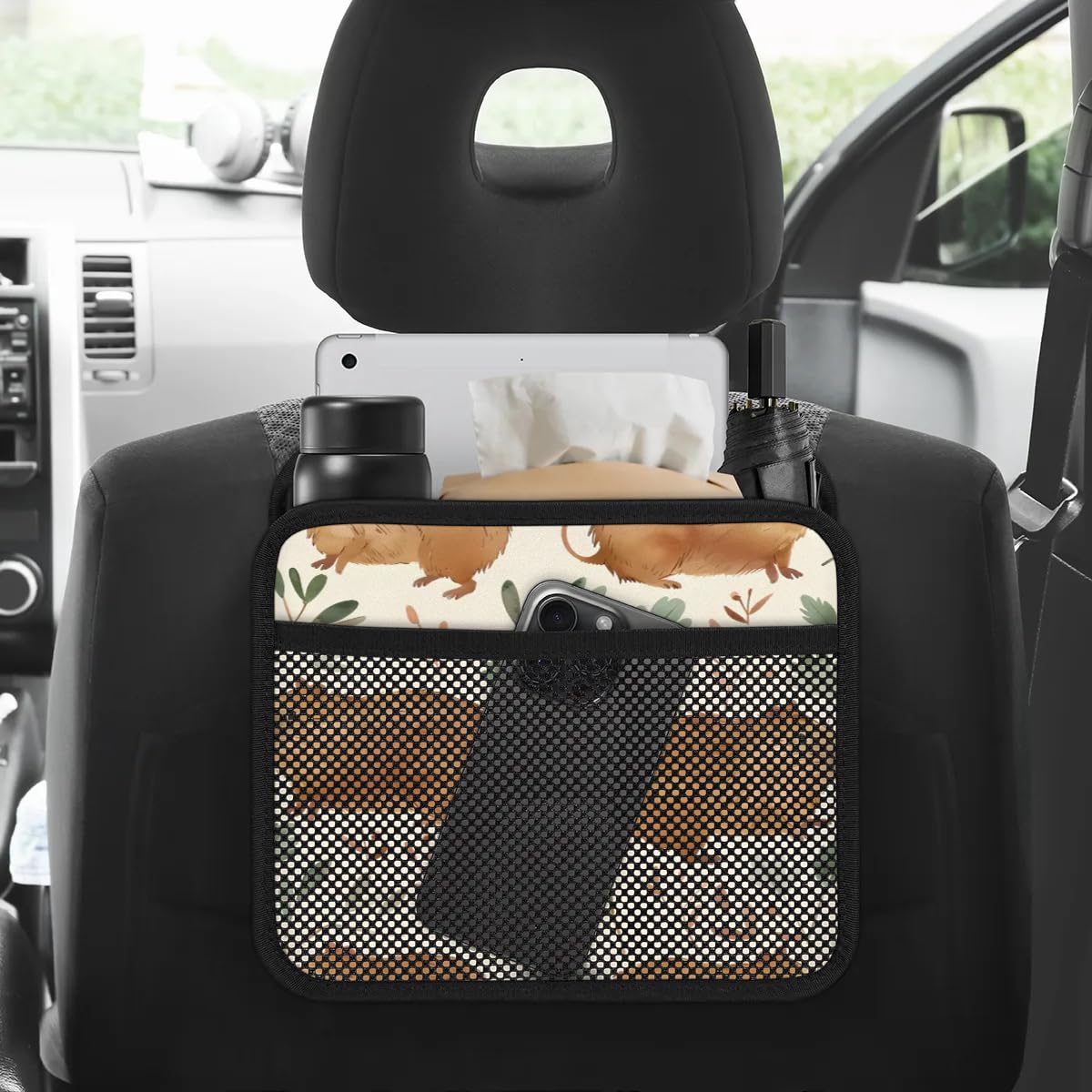 Talayituse Cactus Print Car Trash Can – Adjustable Straps, Zip Closure, Collapsible Storage Bag - View #7