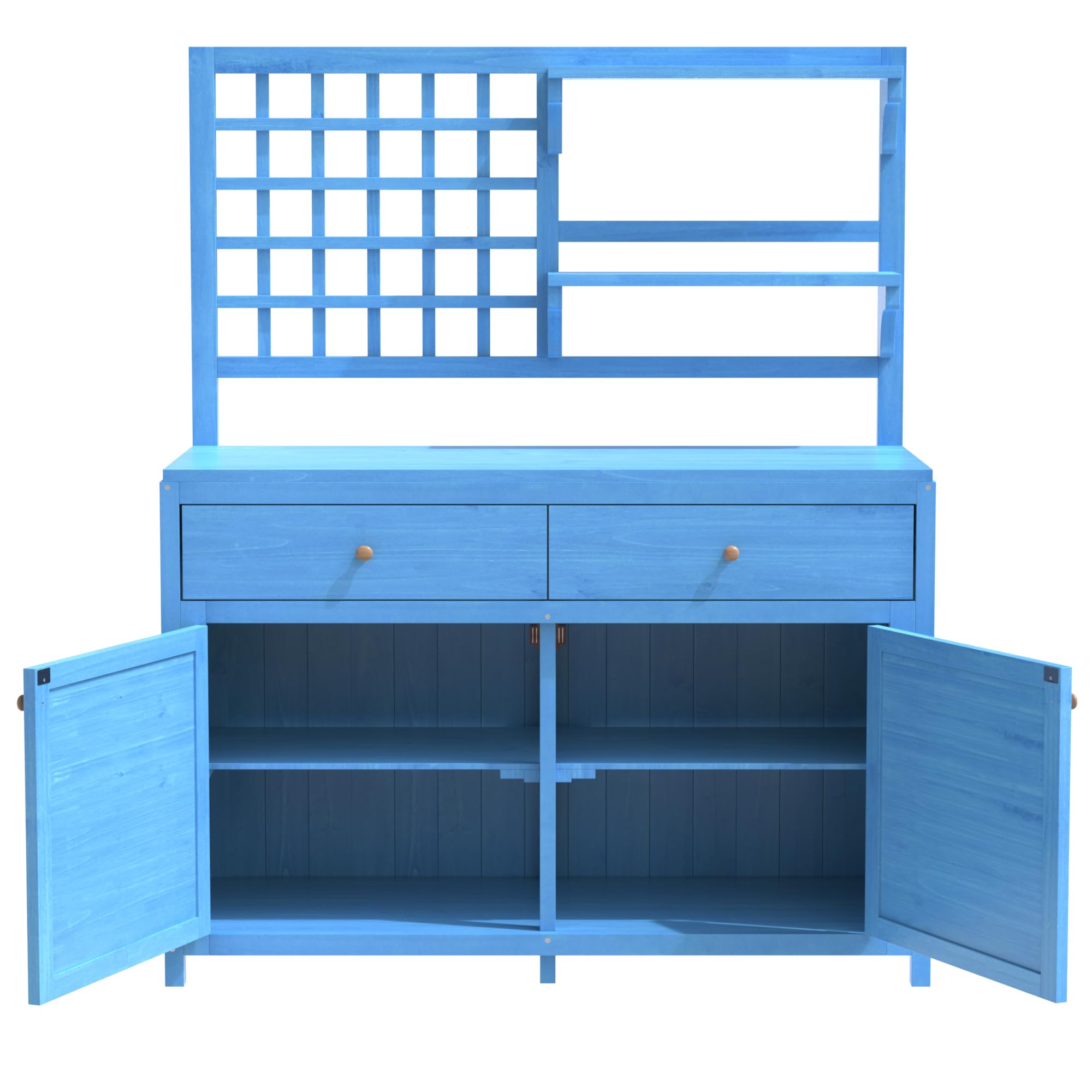 YESGIGA Holz Gartenschrank, Gartenschrank mit Regalen, Outdoor Schrank, Geräteschuppen, Terrassenschrank, Balkonschrank, Gerätehaus, Gartenmöbel (Blau)