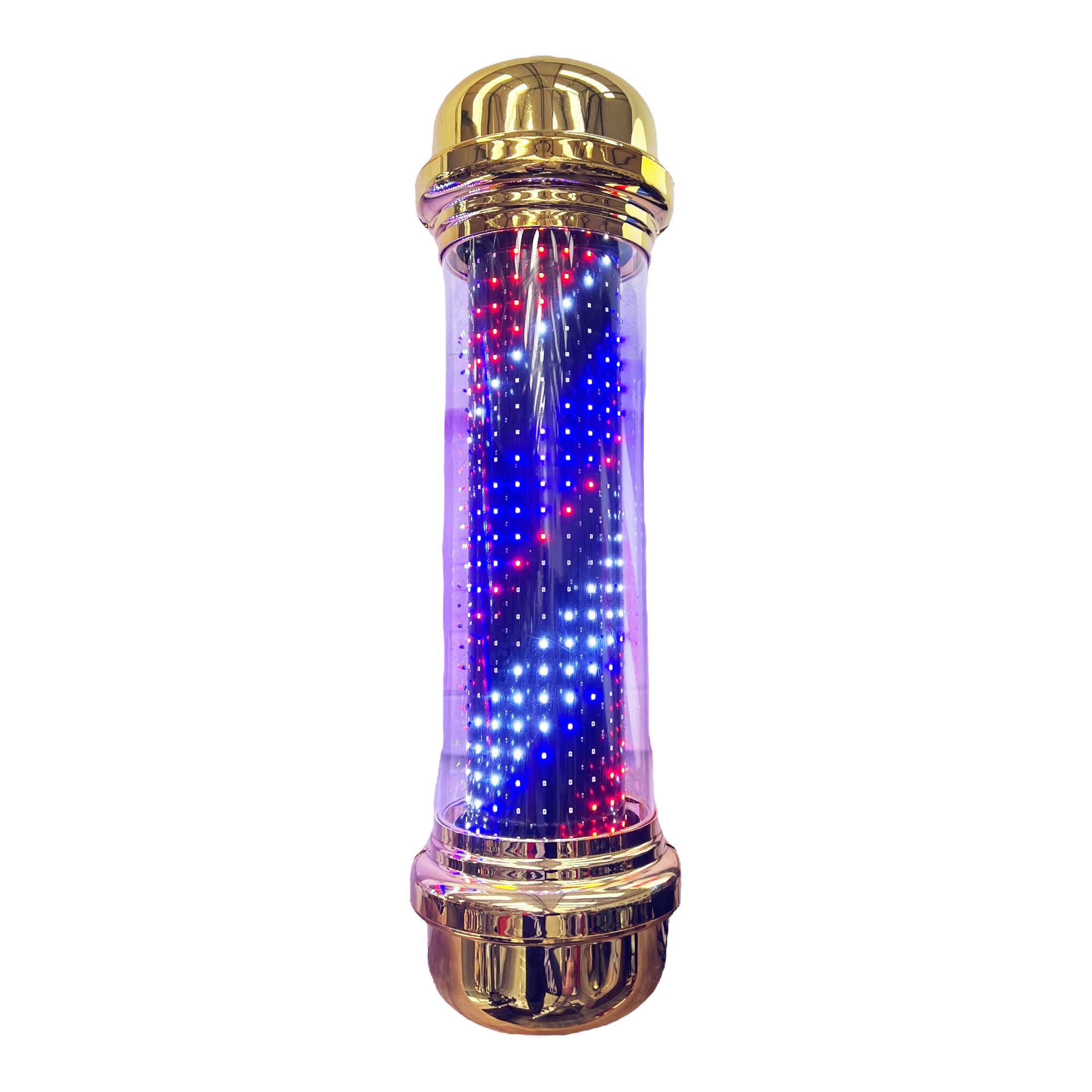 HELCEKOU Barber Pole Light with Rotating Red White Blue Stripes, Wall Mount Salon Decor, Energy-Saver Classic Fixture for Hair Salons, Barbershop, Hairdresser(Led Gold 70cm)