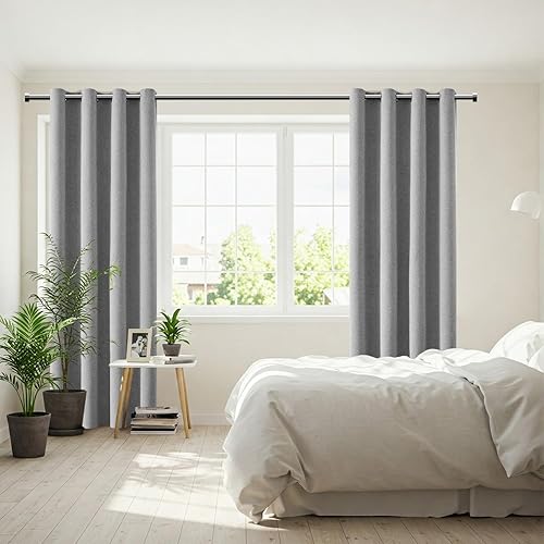 Miniatura 68 de ChrisDowa Cortinas 100% opacas de abedul liso de 96 pulgadas de largo, 2 paneles para dormitorio, sala de estar, oscurecimiento de la habitación de