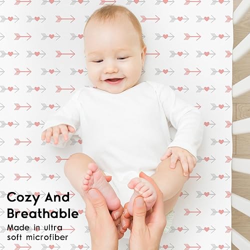 Miniatura 4 de Yoofoss Sábanas para cuna de bebé para niños y niñas, paquete de 2 sábanas bajeras para cuna estándar y colchón para niños pequeños, sábana de