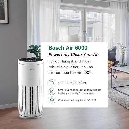 Miniatura 2 de BOSCH - Purificador de aire para el hogar, espacios grandes (cubiertas, 2745 pies cuadrados), filtro 4 en 1 para polen, virus, humo, polvo, caspa,