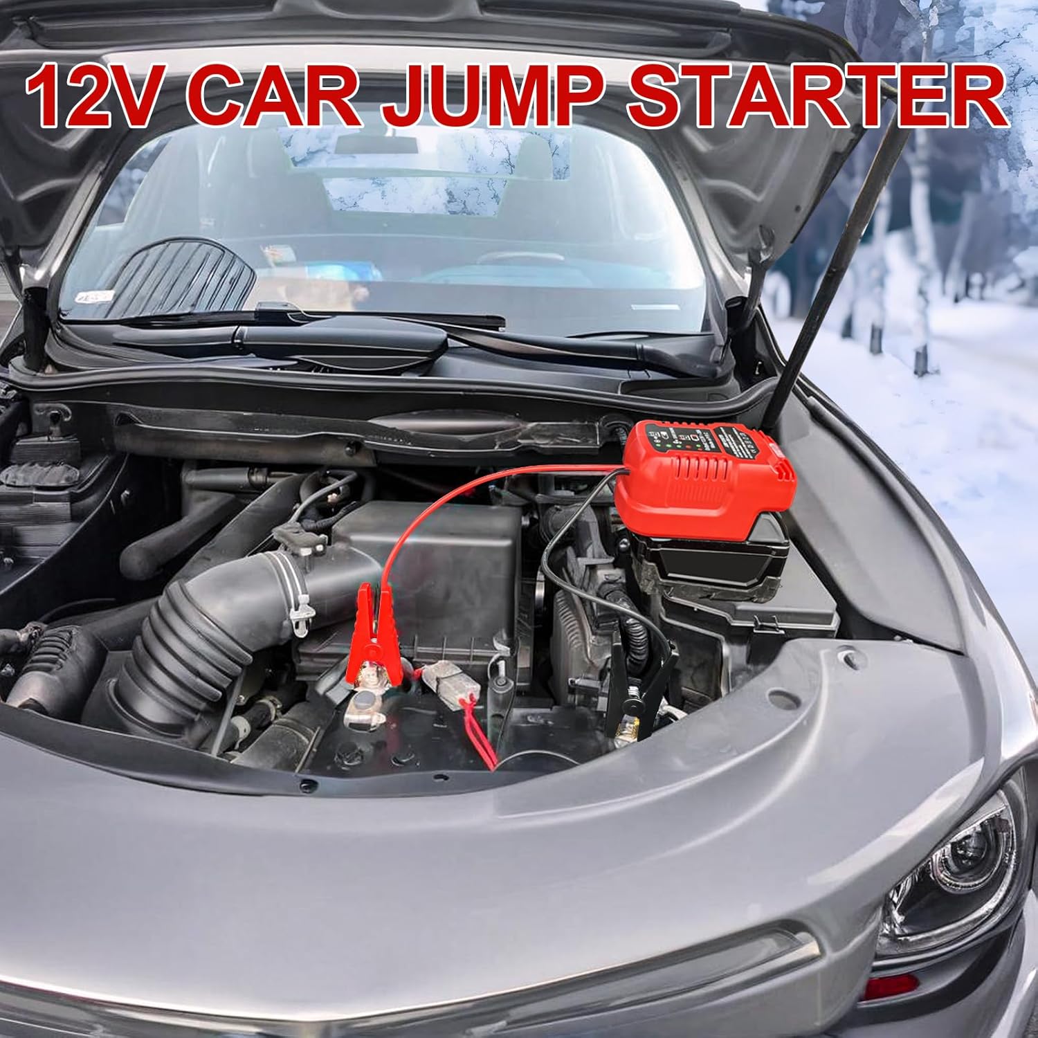 12V Jump Starter Adapter Compatible with Milwaukee 18V Lithium Batteries, Portable Car Battery Jumper Starter with 11AWG 1.2FT Jumper Cables (Battery Not Included, Not Made by Milwaukee)