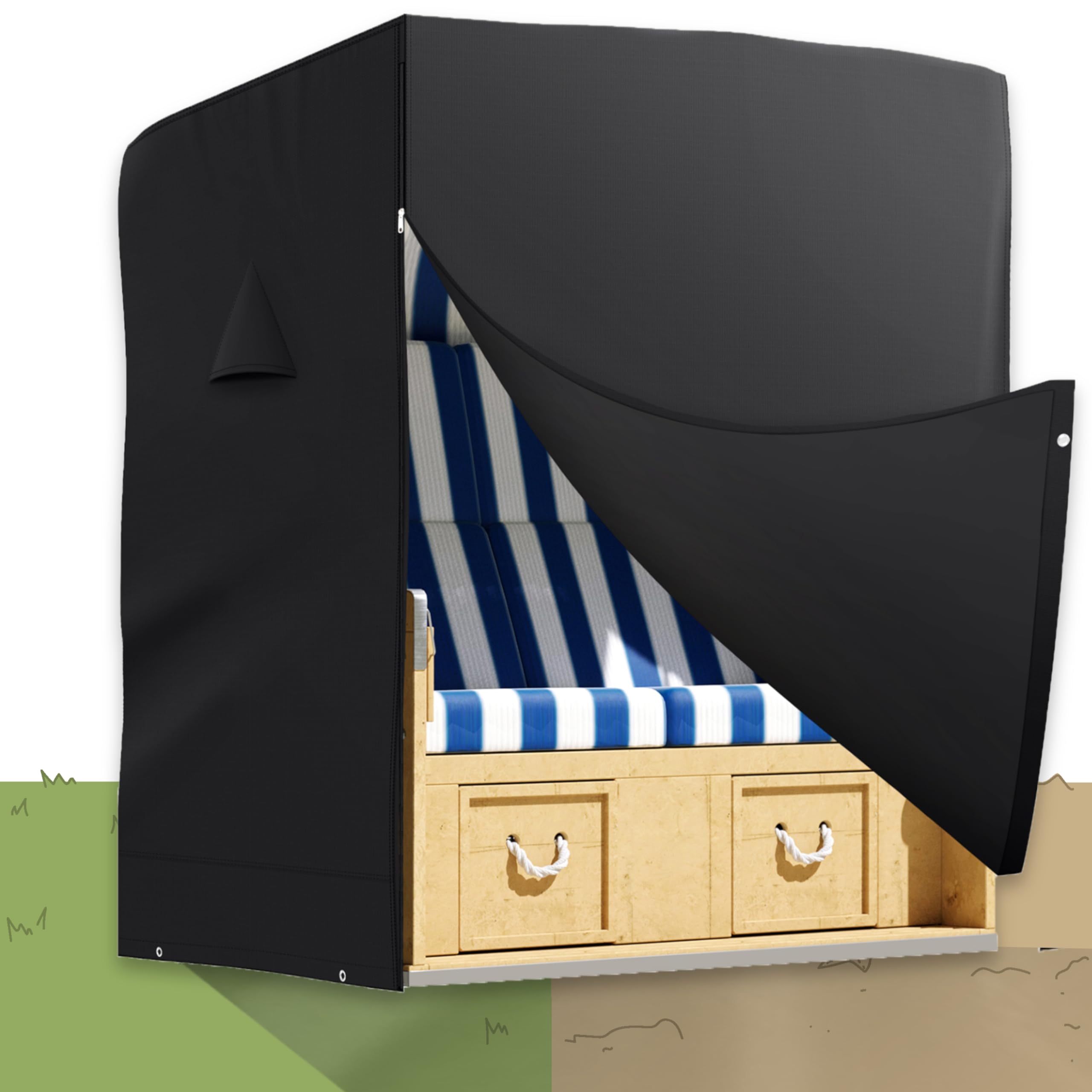 Funda protectora para silla de playa resistente al invierno de tejido Oxford 600D resistente al agua y a los rayos UV, 135 cm de ancho