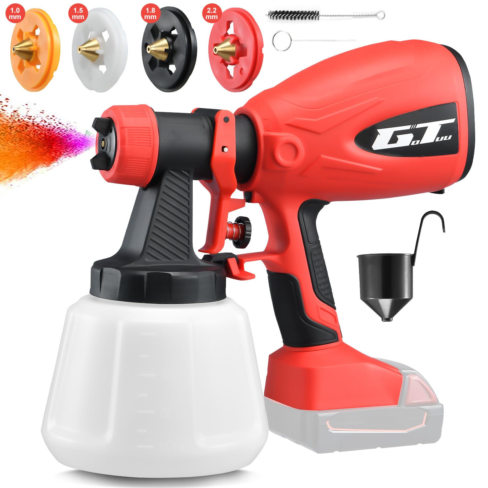 Cordless Paint Sprayer for Milwaukee 18V Battery,HVLP Spray Paint Gun with 4 Copper Nozzles,Electric Paint Sprayer for House Painting,Paint Sprayers for Home Interior,Fence, Cabinets (Tool ONLY)