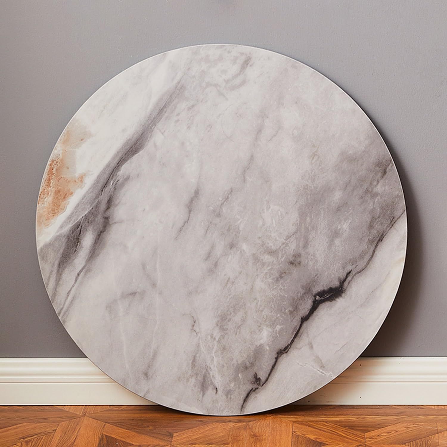 Piatto Girevole Lazy Susan, Texture di Marmo Ardesia, Vassoio Rotondo con Base Silenziosa, Rotazione Stabile, Non Facile da Rovesciare(Brown,100cm/40)