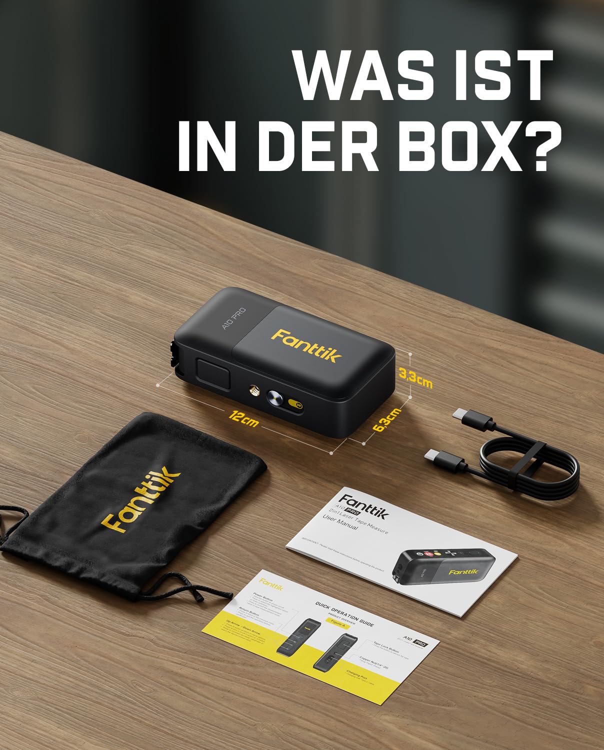 Fanttik A10 Pro 2-in-1 Digitales Laser Entfernungsmesser mit HD IPS-Farbdisplay, Wiederaufladbar 50m Laserentfernungsmesser & 3m Maßband, 6 Einheiten wählbar, Für Entfernung/Fläche/Volumen