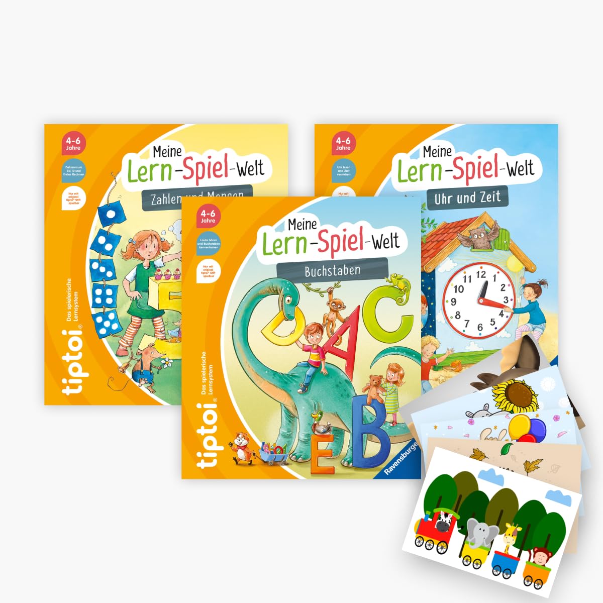tiptoi® Meine Lern-Spiel-Welt Set - Buchstaben, Zahlen und Zeit lernen plus 1 exklusives Postkartenset